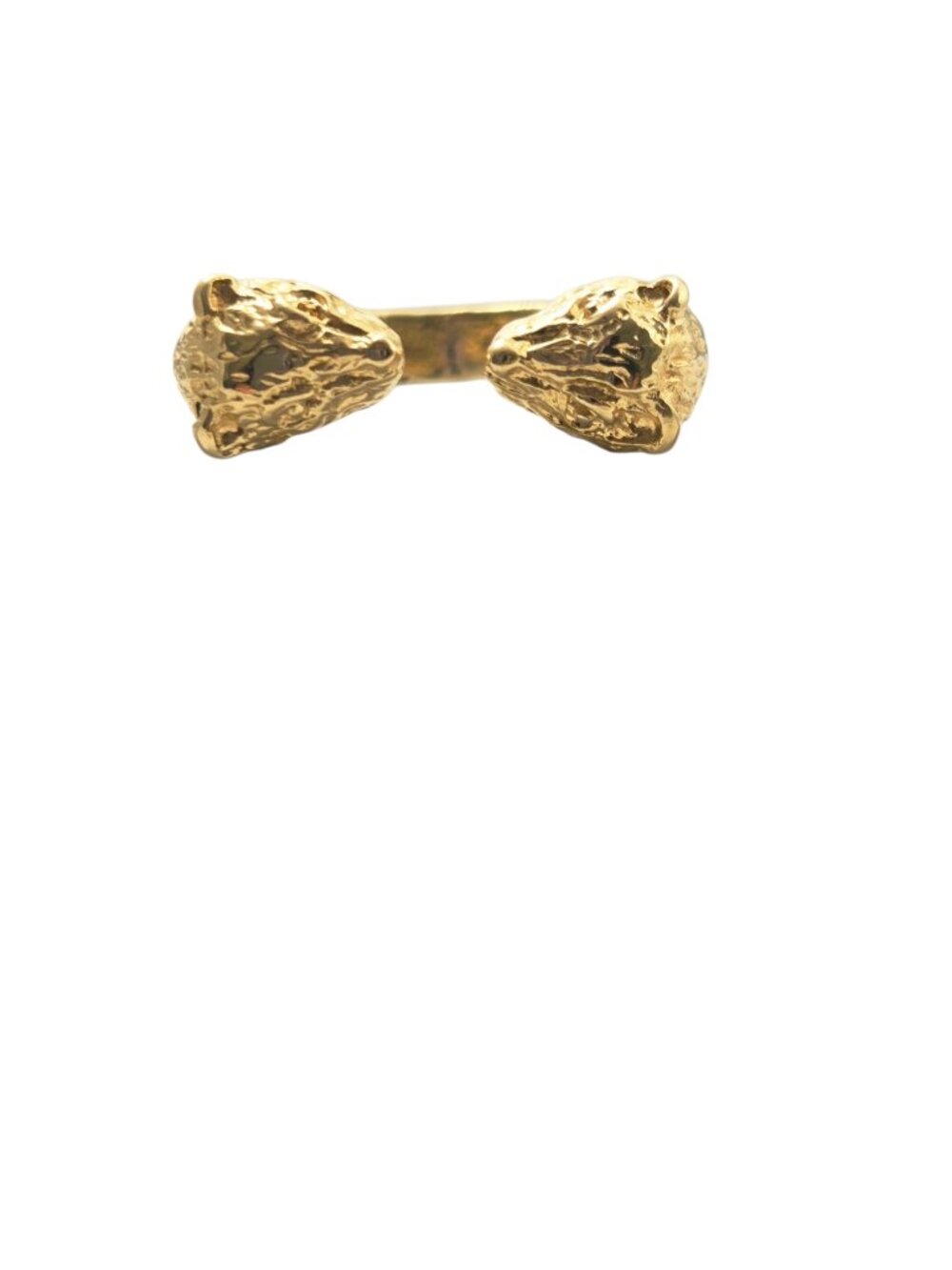 14K Yellow Gold Small Bear Double-Headed Ring #25188